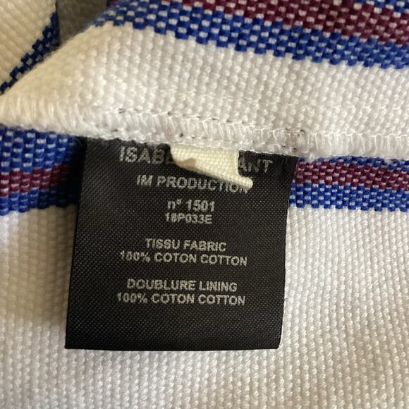 Etoile Isabel Marant Denzie Cotton Canvas Striped Poncho Mini Dress L - Picture 10 of 12